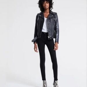 AG Adriano Goldschmied Black Velvet The Farrah High-Rise Skinny Jeans - Size 29